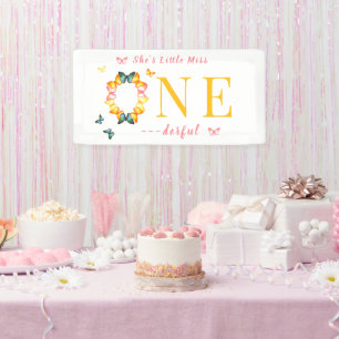 Little Miss Onederful Boho Butterfly 1st Birthday Banner