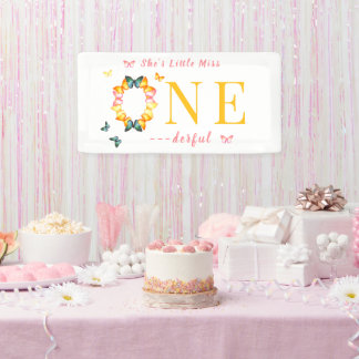 Little Miss Onederful Boho Butterfly 1st Birthday Banner