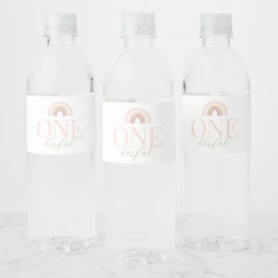 Little Miss Onederful Boho Rainbow 1st Birthday Water Bottle Label