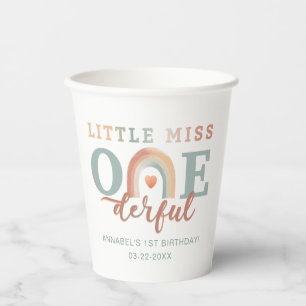 Little Miss Onederful Boho Rainbow Paper Cups – 1s