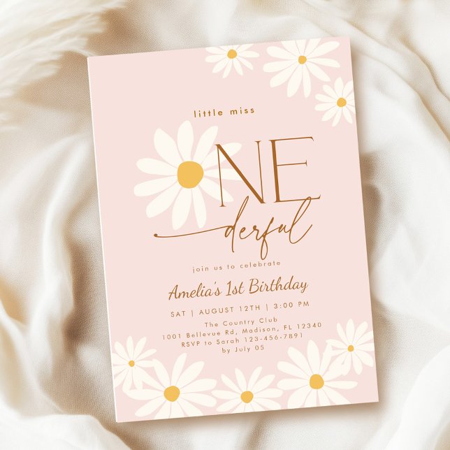 Little Miss Onederful Daisy 1st Birthday Invitation (Creator Uploaded)