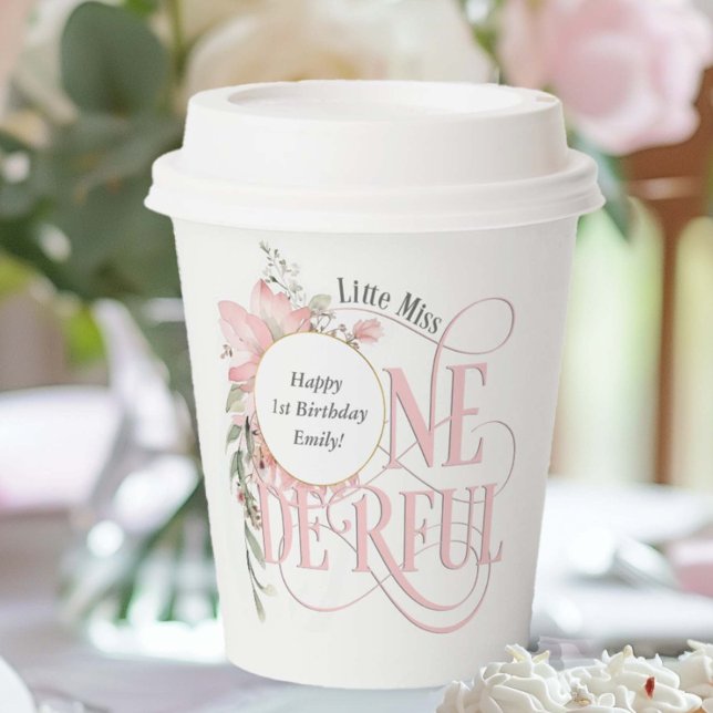 little miss onederful Elegant Girl 1st birthday  Paper Cups (Creator Uploaded)