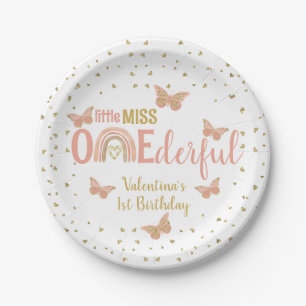 Little Miss ONEderful First Birthday Butterflies Paper Plate