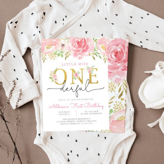 Little Miss ONEderful First Birthday Invitation (Creator Uploaded)