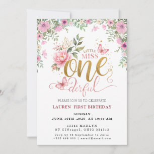 Little Miss ONEderful First Birthday Invitation