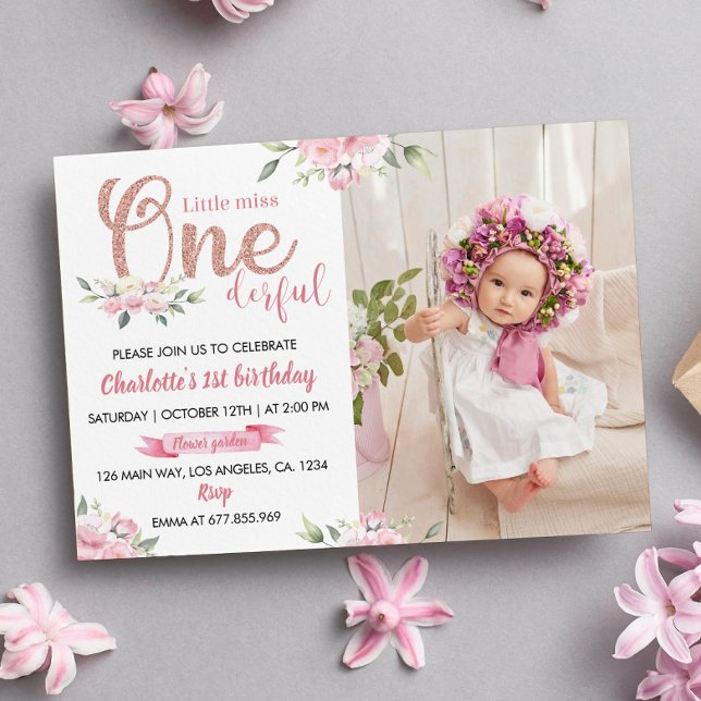 Little Miss Onederful Girl 1st Birthday Invitation (Creator Uploaded)