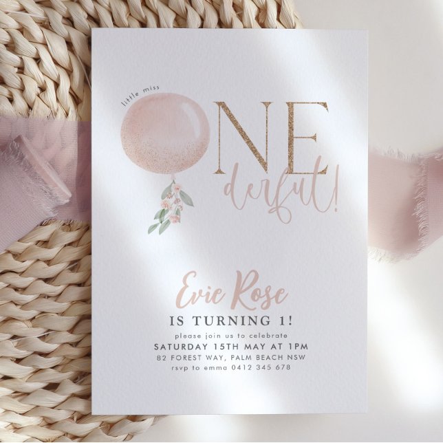 Little Miss ONEderful Girl 1st Birthday Invitation (Creator Uploaded)