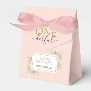Little Miss ONEderful Girl First Birthday Pink Favour Box