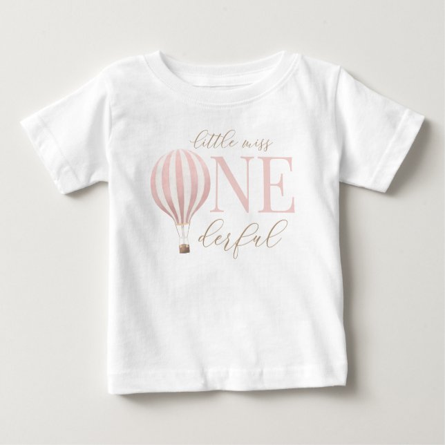 Little Miss Onederful Hot Air Balloon 1st Birthday Baby T-Shirt (Front)