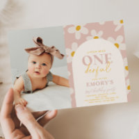 Little Miss Onederful Invitation | Retro Flower