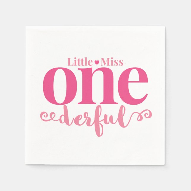 Little Miss Onederful Party Napkins (Front)