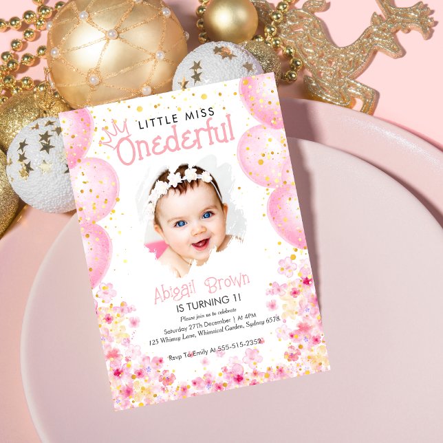 Little miss Onederful Pink 1st birthday invitation (Creator Uploaded)
