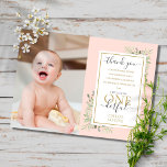 Little Miss ONEderful Pink Girl 1st Birthday Photo Thank You Card<br><div class="desc">A cute 1st birthday thank you photo card featuring watercolor greenery leaves on a pink background. Personalise with the birthday girl's photo and special birthday thank you message in chic typography. A perfect way to say thank you from little Miss ONEderful! Designed by Thisisnotme©</div>