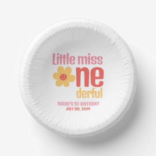 Little Miss Onederful Retro Groovy First Birthday Paper Plate