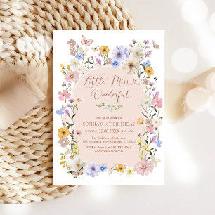 Little Miss ONEderful Wildflower 1st Birthday Invitation