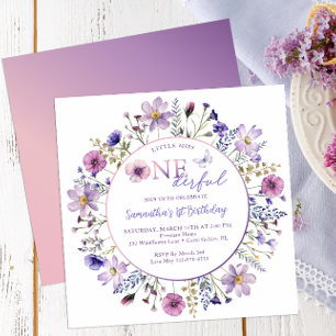 Little Miss Onederful Wildflower 1st Birthday Invitation