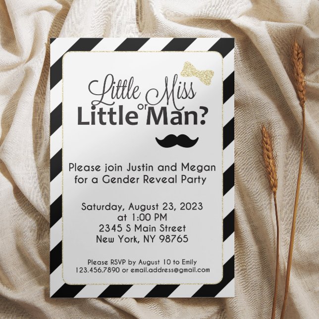 Little Miss or Little Man Gender Reveal Invitation (Creator Uploaded)