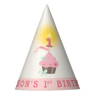 Little Miss Pink Cupcake Cute Girl's 1st Birthday Party Hat