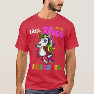 Little Miss Preschool Dancing Unicorn Student Back T-Shirt