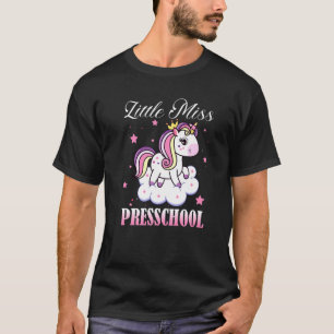 Little Miss Preschool First Day Of School Unicorn T-Shirt