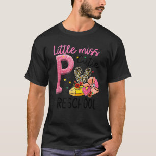 Little Miss Preschool Pencil Leopard Heart Back To T-Shirt