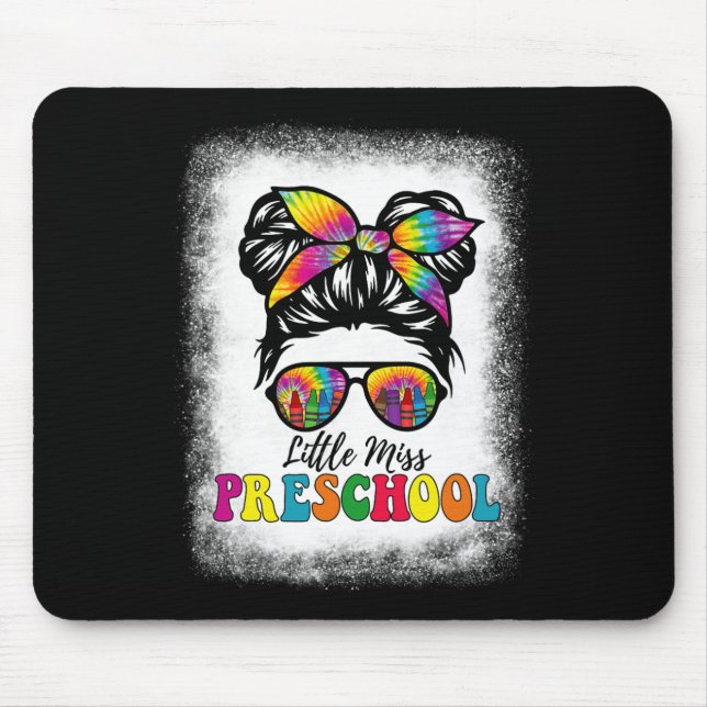 Little Miss Preschool Tie Dye Messy Bun Girl Schoo Mouse Pad (Front)