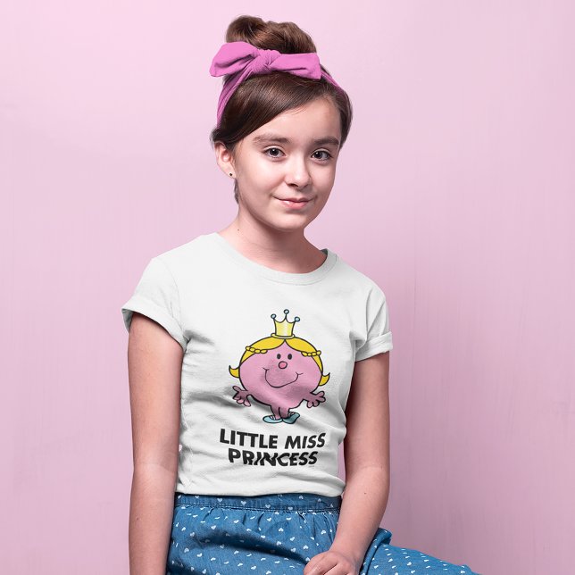 Little Miss Princess | Crown Background Tri-Blend Shirt (Kid wearing shirt)
