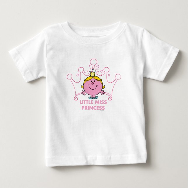 Little Miss Princess | Pink Five Pointed Crown Baby T-Shirt (Front)