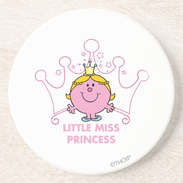 Little Miss Princess | Pink Five Pointed Crown Coaster (Front)