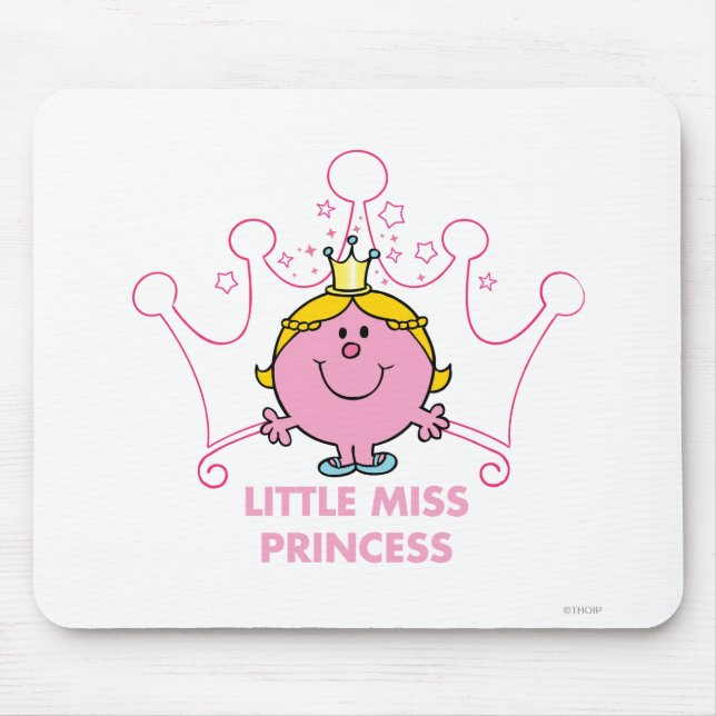 Little Miss Princess | Pink Five Pointed Crown Mouse Pad (Front)