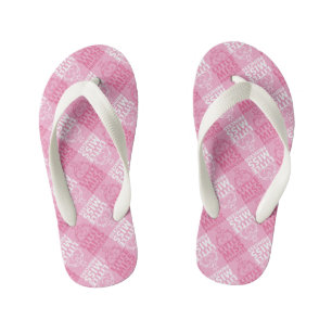 Little Miss Princess   Pretty In Pink Pattern Kid's Jandals
