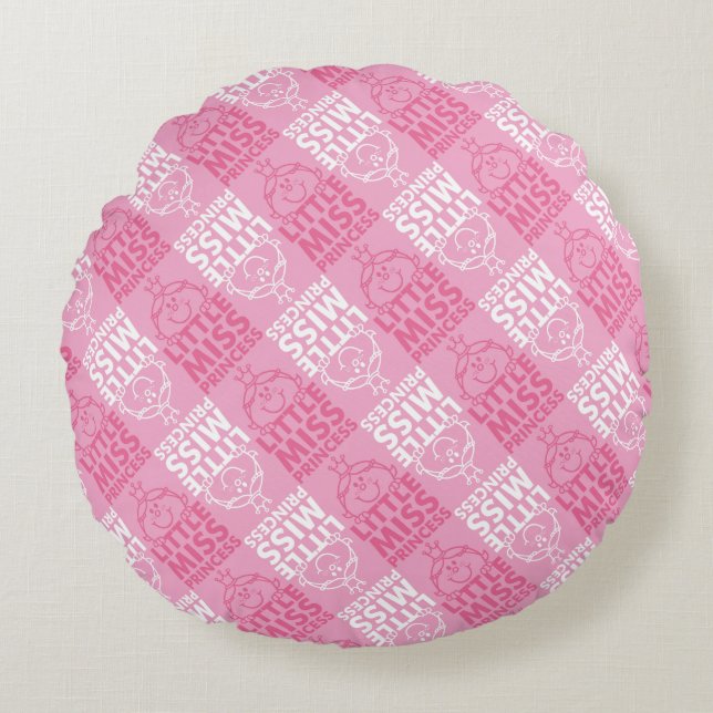 Little Miss Princess | Pretty In Pink Pattern Round Cushion (Front)
