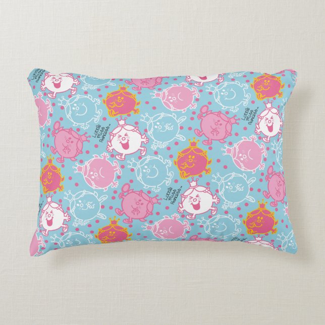 Little Miss Princess | Pretty Pink & Blue Pattern Decorative Cushion (Front)