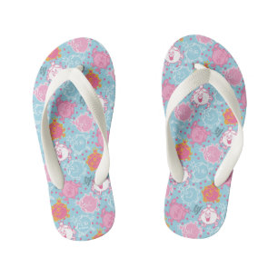 Little Miss Princess Pretty Pink & Blue Pattern Kid's Jandals