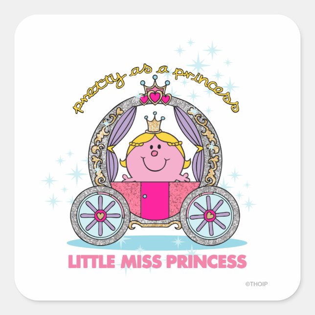 Little Miss Princess | Sparkling Carriage Square Sticker (Front)