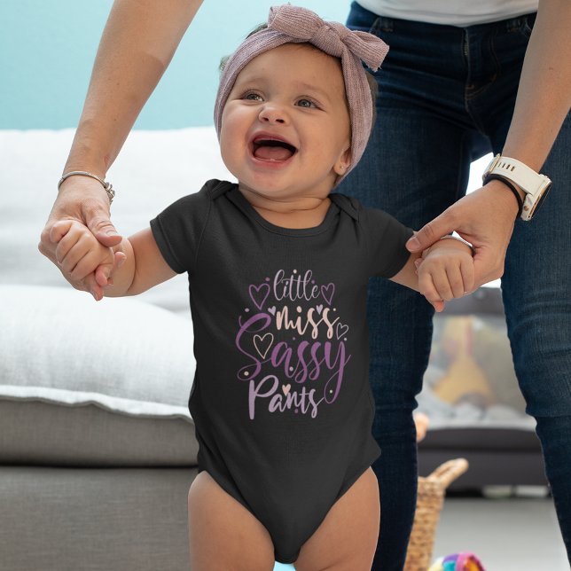Little Miss Sassy Pants Purple Typography Girl Baby Bodysuit (Creator Uploaded)