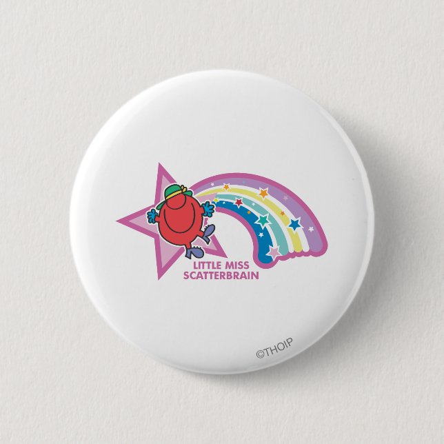 Little Miss Scatterbrain | Rainbow & Stars 6 Cm Round Badge (Front)