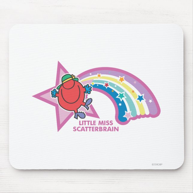 Little Miss Scatterbrain | Rainbow & Stars Mouse Pad (Front)