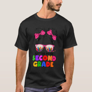 Little Miss Second Grade Messy Bun Girl Back To Sc T-Shirt