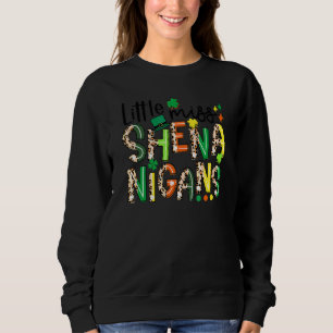 Little Miss Shenanigans Leopard Shamrock St Patric Sweatshirt