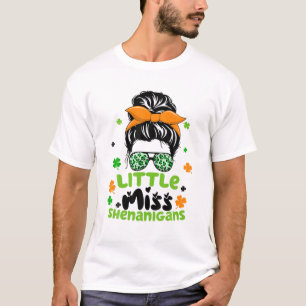 Little Miss Shenanigans Messy Bun With Leopard Sun T-Shirt