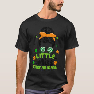 Little Miss Shenanigans Messy Bun With Leopard Sun T-Shirt