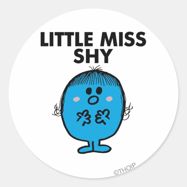 Little Miss Shy | Black Lettering Classic Round Sticker (Front)