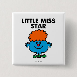 Little Miss Star Black Lettering 15 Cm Square Badge