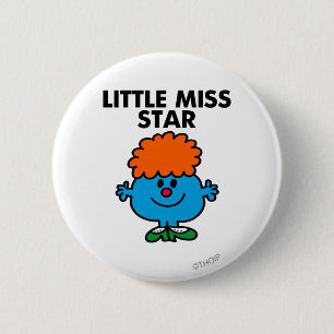 Little Miss Star   Black Lettering 6 Cm Round Badge