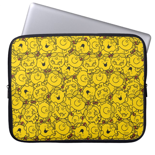 Little Miss Sunshine | Fun Yellow Smiles Pattern Laptop Sleeve (Front)