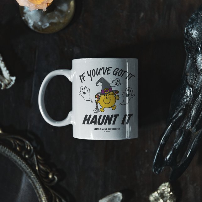 Little Miss Sunshine Haunt It Halloween Coffee Mug (Mug on table)