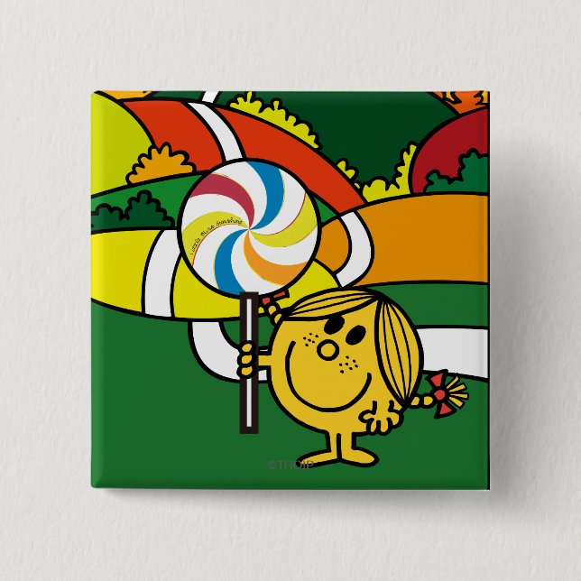 Little Miss Sunshine | Hills & Lollypop 15 Cm Square Badge (Front)