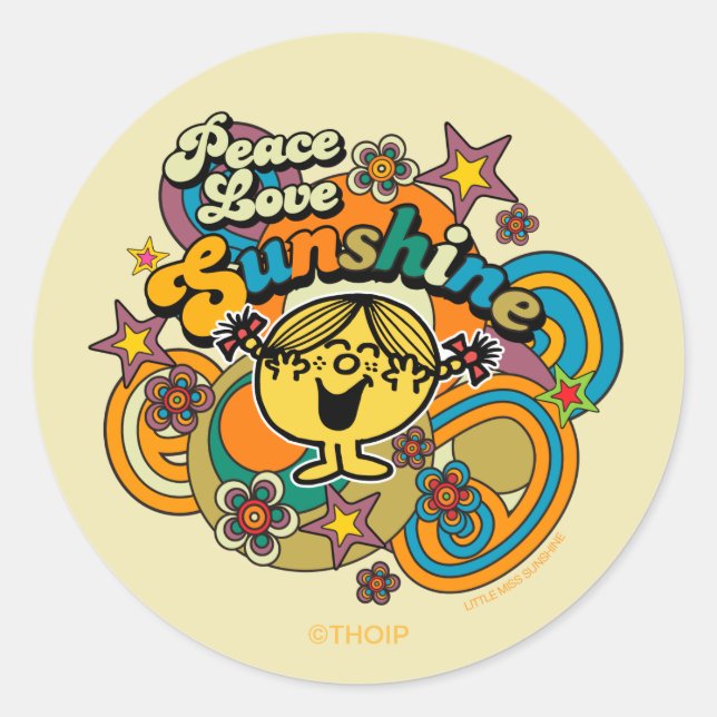Little Miss Sunshine Peace Love Sunshine  Classic Round Sticker (Front)