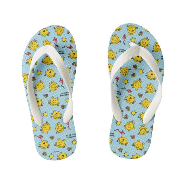 Little Miss Sunshine | Teal Polka Dot Pattern Kid's Jandals (Footbed)